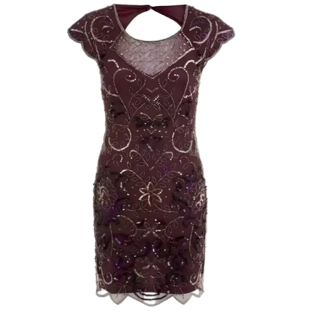 NEW Miss Selfridge Womens Party Evening‎ Beaded Sequin Mini Dress Size 4 Purple